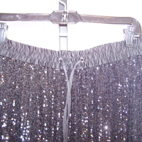 Rachel Zoe NWT Sequin & Satin Black Pants Sz M - Picture 2 of 8